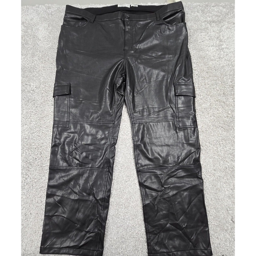 Abercrombie & Fitch Womens Vegan Leather‎ Pants Size 37/24L Black High Rise 90s